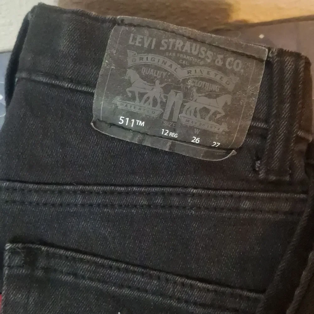 Levi's 511 Slim Black Denim Jeans size 12R